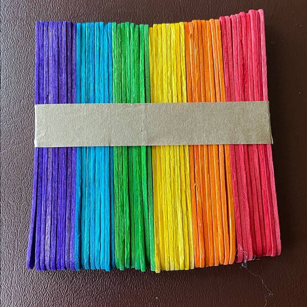 50 Pack 4.5 Inch Multi Color Rainbow Popsicle Sticks